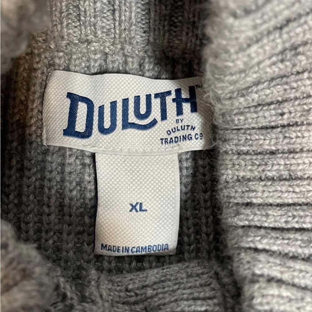 Duluth Trading Co Burly Retirement Button Mock Cotton Knit Sweater Mens Size XL - Picture 2 of 6